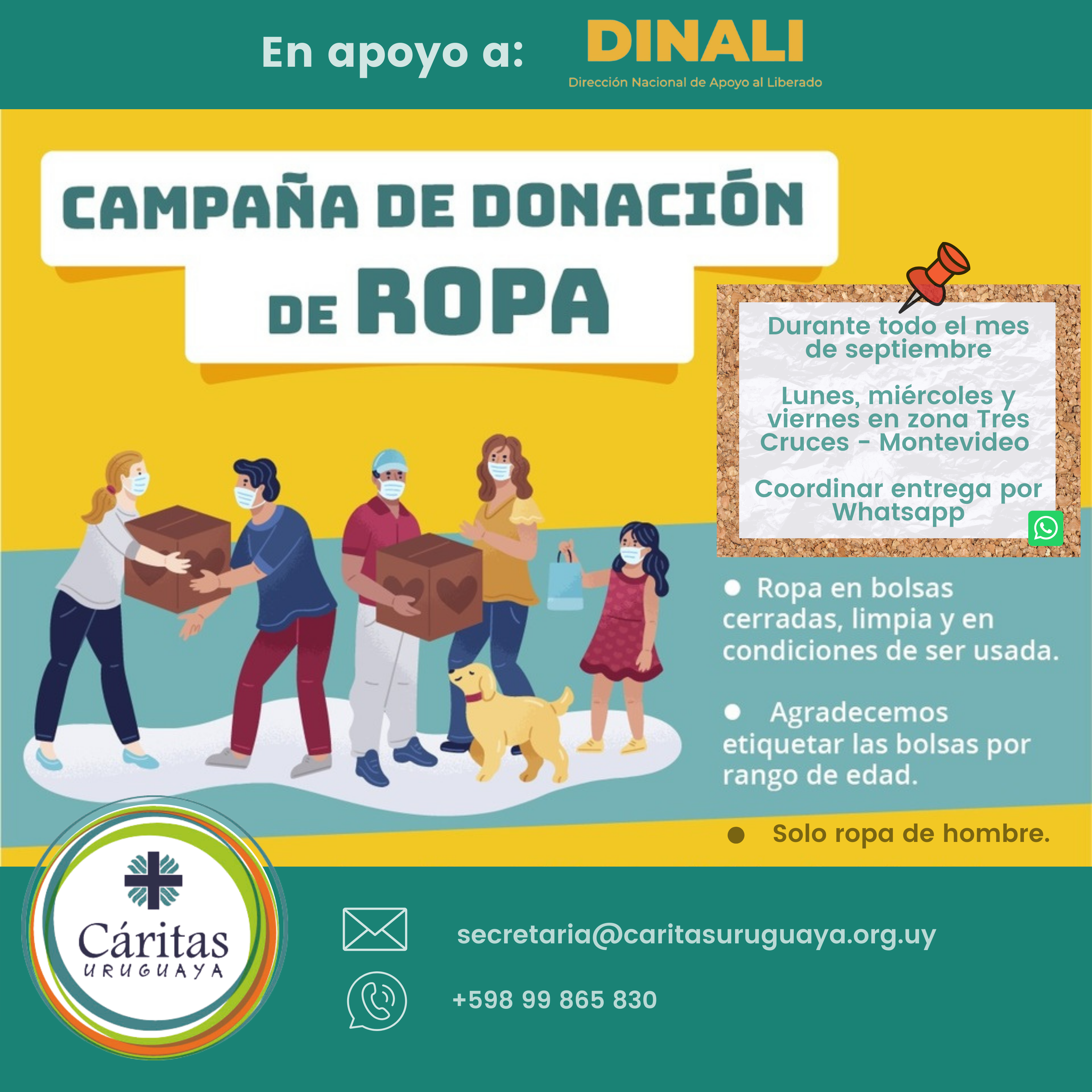 Campaña Donación de Ropa en apoyo a DINALI | Cáritas Uruguaya